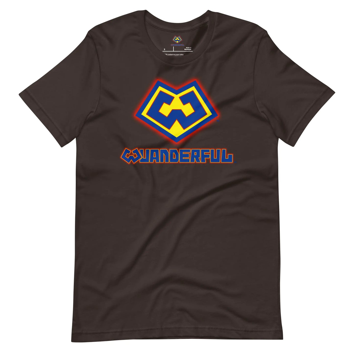 Wuanderful Locos cartoon logo on a brown limited edition t-shirt