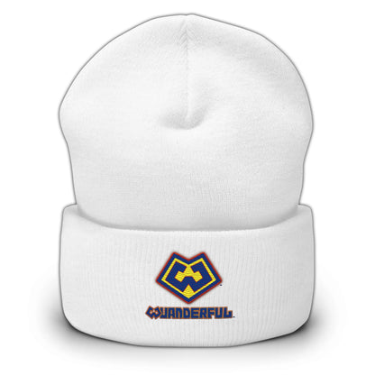 Wuanderful Locos logo on a limited edition white knit beanie cap